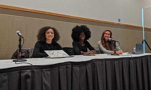 Three panelists lined up at SACNAS.